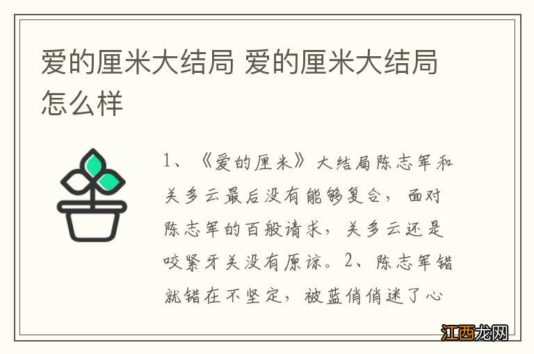 爱的厘米大结局 爱的厘米大结局怎么样