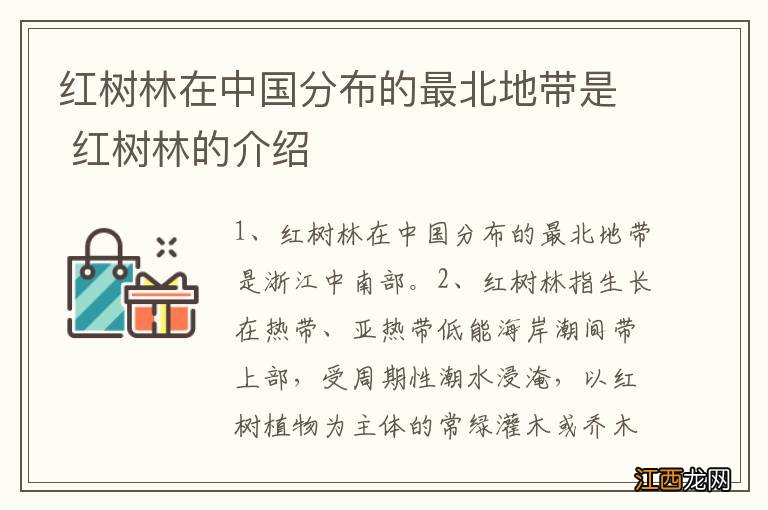 红树林在中国分布的最北地带是 红树林的介绍