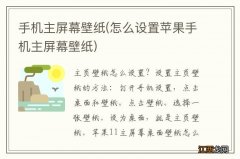 怎么设置苹果手机主屏幕壁纸 手机主屏幕壁纸