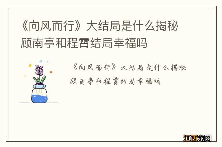 《向风而行》大结局是什么揭秘 顾南亭和程霄结局幸福吗