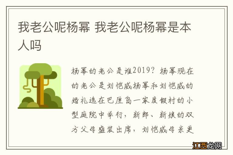 我老公呢杨幂 我老公呢杨幂是本人吗