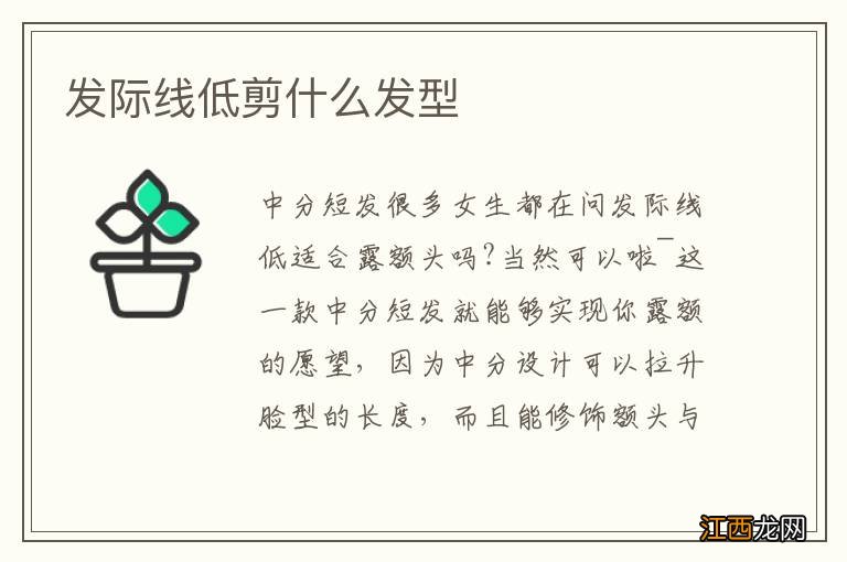 发际线低剪什么发型