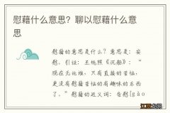 慰藉什么意思？聊以慰藉什么意思