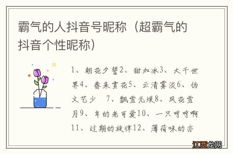 超霸气的抖音个性昵称 霸气的人抖音号昵称