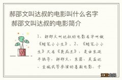 郝邵文叫达叔的电影叫什么名字 郝邵文叫达叔的电影简介