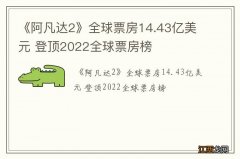 《阿凡达2》全球票房14.43亿美元 登顶2022全球票房榜