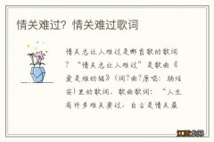 情关难过？情关难过歌词