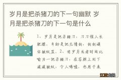 岁月是把杀猪刀的下一句幽默 岁月是把杀猪刀的下一句是什么