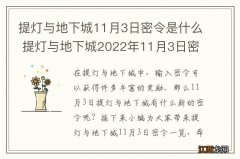 提灯与地下城11月3日密令是什么 提灯与地下城2022年11月3日密令一览