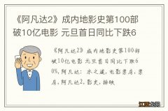 《阿凡达2》成内地影史第100部破10亿电影 元旦首日同比下跌60%