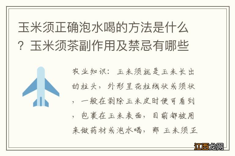 玉米须正确泡水喝的方法是什么？玉米须茶副作用及禁忌有哪些？