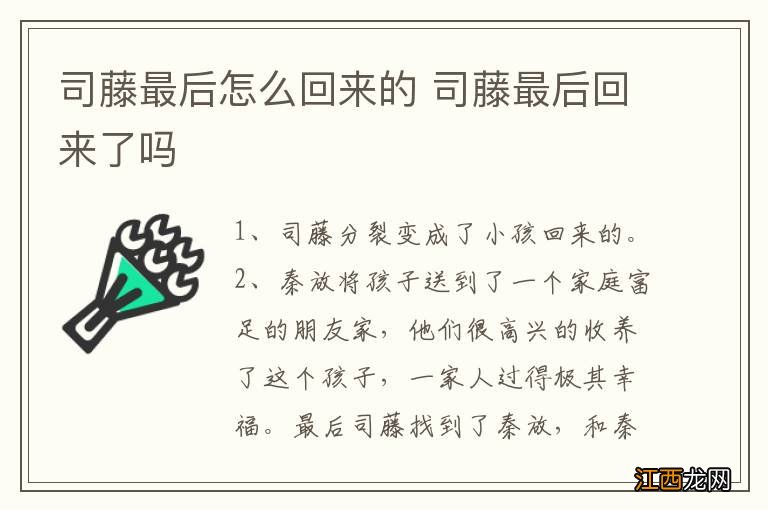 司藤最后怎么回来的 司藤最后回来了吗