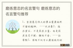 磨练意志的名言警句 磨练意志的名言警句推荐