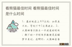 看熊猫最佳时间 看熊猫最佳时间是什么时间