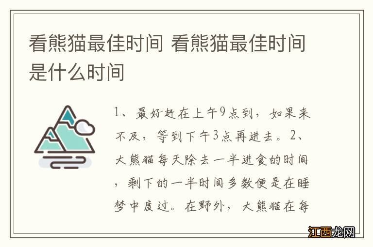 看熊猫最佳时间 看熊猫最佳时间是什么时间