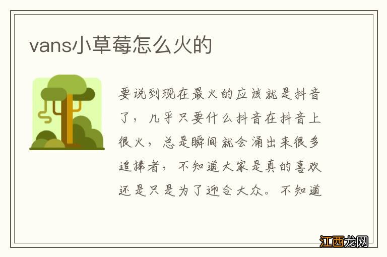 vans小草莓怎么火的