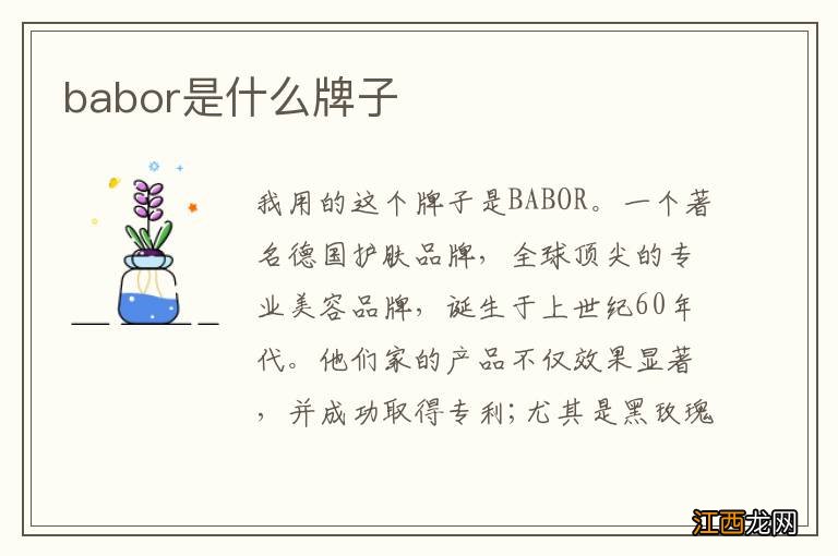 babor是什么牌子