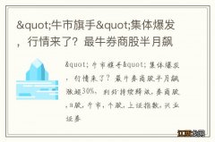 &quot;牛市旗手&quot;集体爆发，行情来了？最牛券商股半月飙涨超30%，利好持续释放