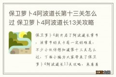 保卫萝卜4阿波道长第十三关怎么过 保卫萝卜4阿波道长13关攻略