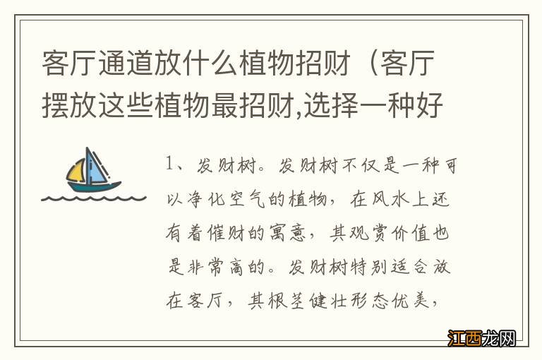 客厅摆放这些植物最招财,选择一种好运一整年 客厅通道放什么植物招财