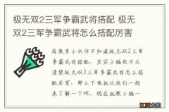 极无双2三军争霸武将搭配 极无双2三军争霸武将怎么搭配厉害