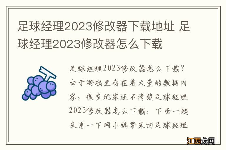 足球经理2023修改器下载地址 足球经理2023修改器怎么下载