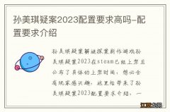 孙美琪疑案2023配置要求高吗-配置要求介绍