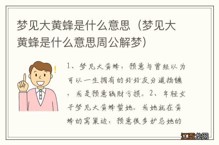 梦见大黄蜂是什么意思周公解梦 梦见大黄蜂是什么意思