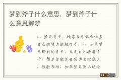 梦到斧子什么意思，梦到斧子什么意思解梦