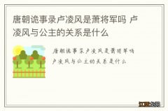 唐朝诡事录卢凌风是萧将军吗 卢凌风与公主的关系是什么