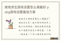 绝地求生游戏设置怎么调最好 pubg游戏设置最佳方案