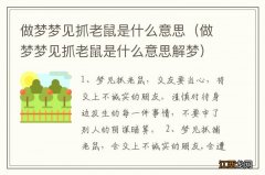 做梦梦见抓老鼠是什么意思解梦 做梦梦见抓老鼠是什么意思