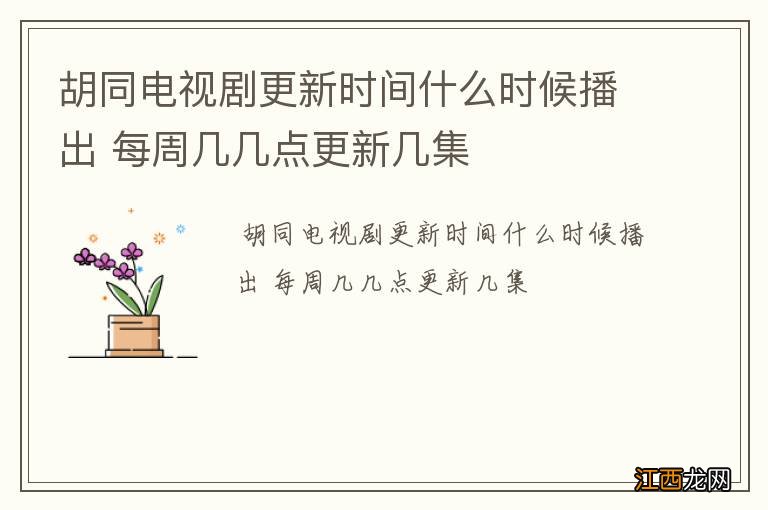 胡同电视剧更新时间什么时候播出 每周几几点更新几集