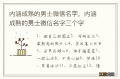 内涵成熟的男士微信名字，内涵成熟的男士微信名字三个字