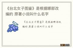 《台北女子图鉴》是根据哪部改编的 原著小说叫什么名字