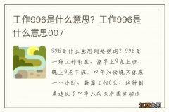 工作996是什么意思？工作996是什么意思007