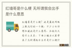 红墙哥是什么梗 无所谓我会出手是什么意思