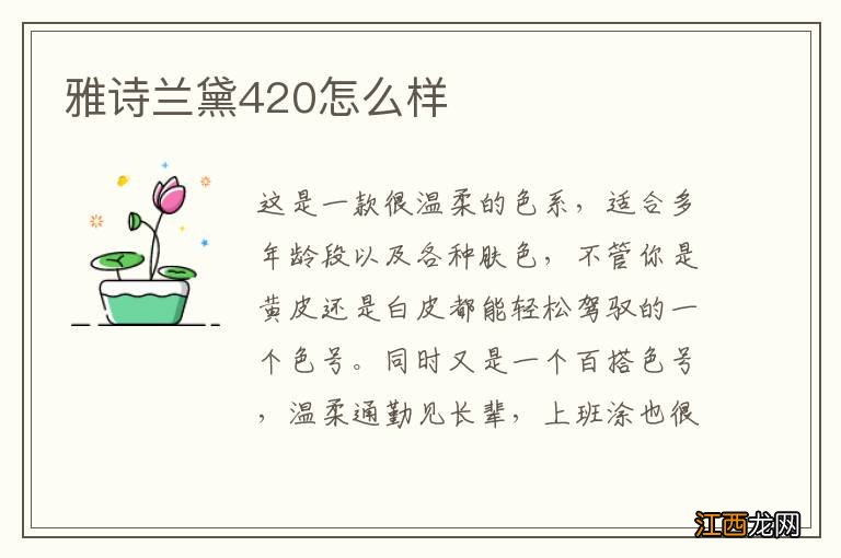 雅诗兰黛420怎么样