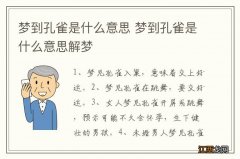 梦到孔雀是什么意思 梦到孔雀是什么意思解梦