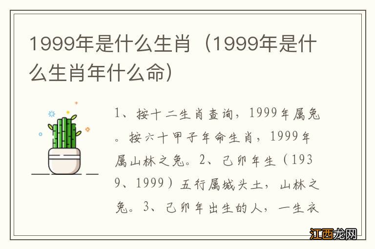 1999年是什么生肖年什么命 1999年是什么生肖