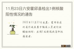 11月23日六安霍邱县检出1例核酸阳性情况的通告