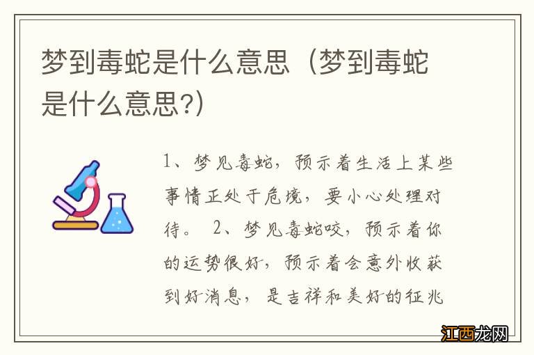 梦到毒蛇是什么意思? 梦到毒蛇是什么意思