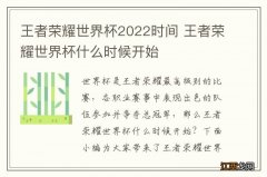 王者荣耀世界杯2022时间 王者荣耀世界杯什么时候开始