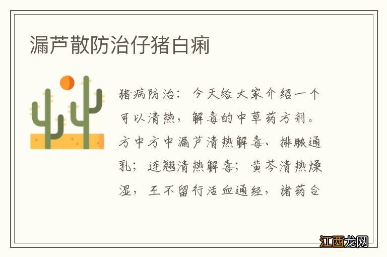 漏芦散防治仔猪白痢