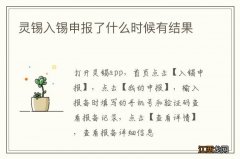 灵锡入锡申报了什么时候有结果