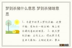 梦到杀猪什么意思 梦到杀猪啥意思