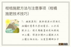 柑橘施肥技术技巧 柑桔施肥方法与注意事项