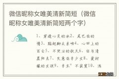 微信昵称女唯美清新简短两个字 微信昵称女唯美清新简短