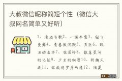 微信大叔网名简单又好听 大叔微信昵称简短个性