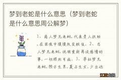 梦到老蛇是什么意思周公解梦 梦到老蛇是什么意思